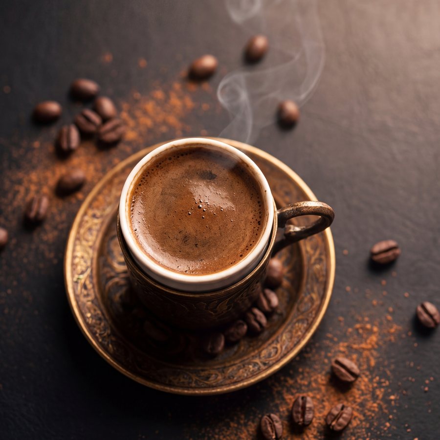 Türkischer Mokka in verzierter Kupfertasse